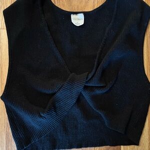 Wild Fable Black Twist Front Knit Top
